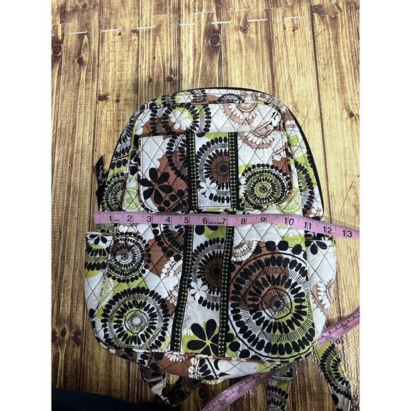 Vera Bradley Quilted Backpack Floral Zipper Pockets Green & Brown - Picture 13 of 13